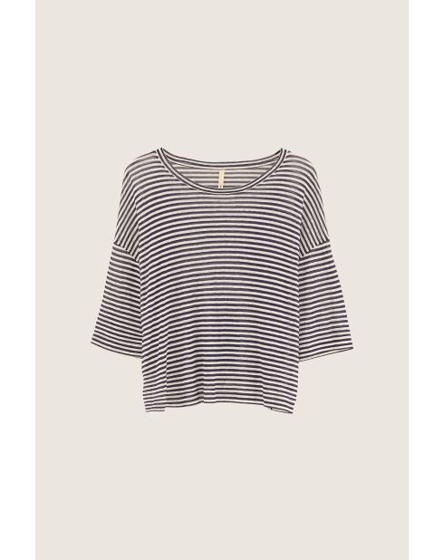 T-shirt en Lin mélangé Vydel rayé bleu marine