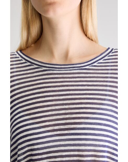 T-shirt en Lin mélangé Vydel rayé bleu marine