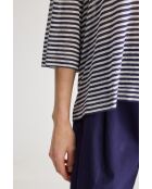 T-shirt en Lin mélangé Vydel rayé bleu marine