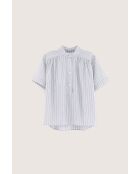 Blusa gris a rayas en forma de pera