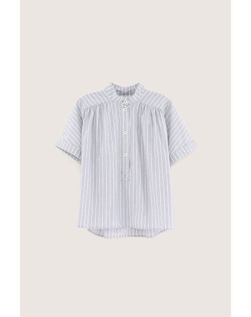 Blusa gris a rayas en forma de pera