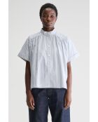 Blusa gris a rayas en forma de pera