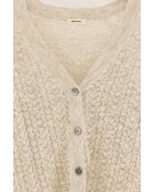 Beigefarbener Cardigan Attin aus Baumwolle und Leinen