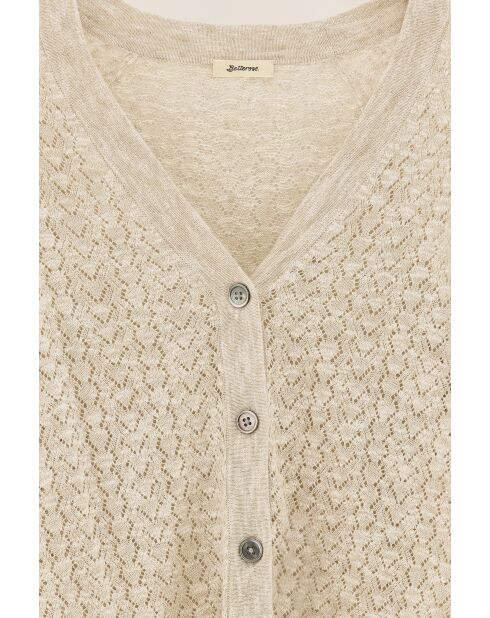 Beigefarbener Cardigan Attin aus Baumwolle und Leinen