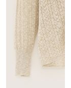 Beigefarbener Cardigan Attin aus Baumwolle und Leinen