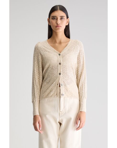 Beige gemêleerd vest van Attin katoen en linnen