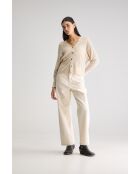 Beigefarbener Cardigan Attin aus Baumwolle und Leinen