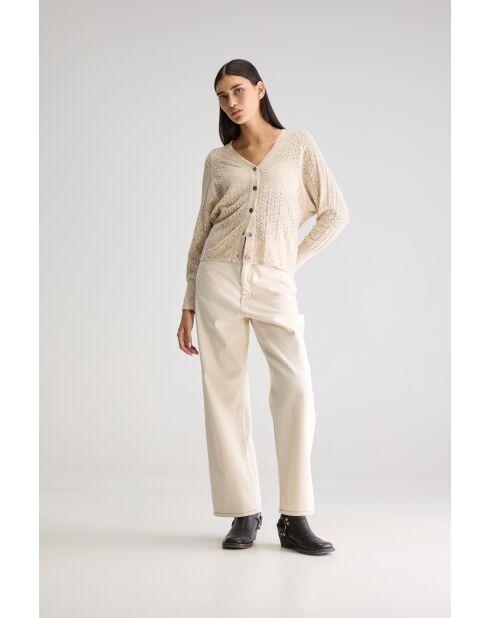 Beige gemêleerd vest van Attin katoen en linnen