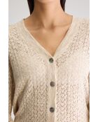 Beigefarbener Cardigan Attin aus Baumwolle und Leinen