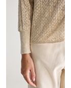 Beigefarbener Cardigan Attin aus Baumwolle und Leinen