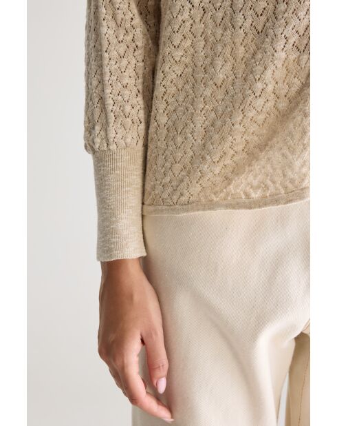 Beige gemêleerd vest van Attin katoen en linnen