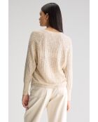 Beigefarbener Cardigan Attin aus Baumwolle und Leinen