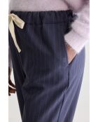 Marineblauwe gestreepte broek Sacha