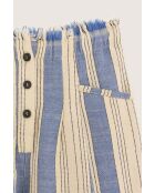 Short Lilat rayé écru/bleu