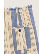 Short Lilat rayé écru/bleu