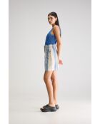 Short Lilat rayé écru/bleu