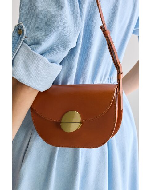 Sac en Cuir Sicoco cognac - 21x6x13 cm