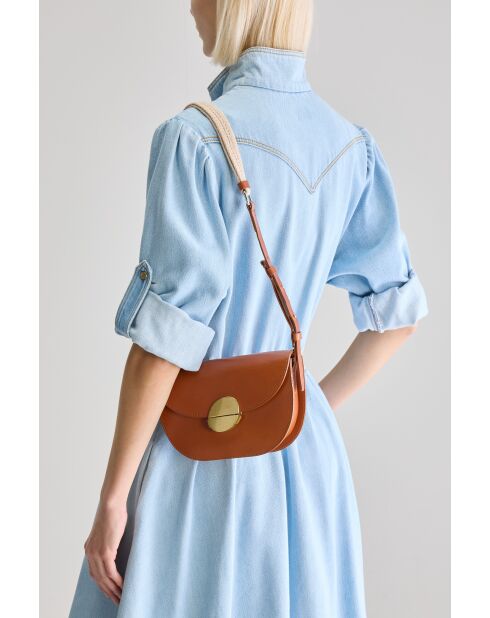 Sac en Cuir Sicoco cognac - 21x6x13 cm