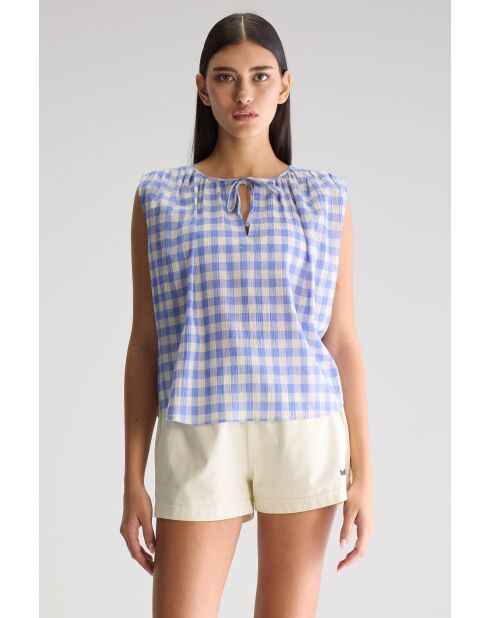 Halison blau/weiß karierte Bluse