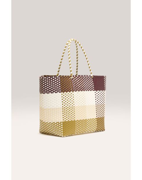 Sac Ostic à carreaux begie - 33x36 cm
