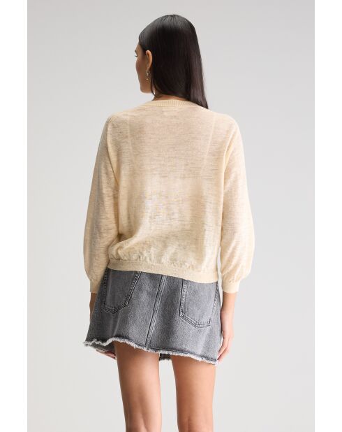 Neeta vest van ivoorkleurige linnenmix