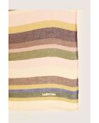 Bufanda Sines de lino y modal a rayas multicolor - 135x135 cm