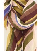 Bufanda Sines de lino y modal a rayas multicolor - 135x135 cm