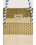 Ostic geruite tas beige/blauw - 33x36 cm