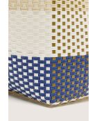 Ostic geruite tas beige/blauw - 33x36 cm