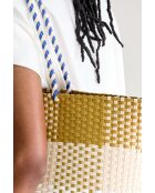 Ostic geruite tas beige/blauw - 33x36 cm