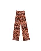 Pavia, gerade geschnittene, fließende Hose mit exotischem Aufdruck