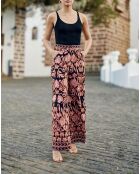 Pavia, gerade geschnittene, fließende Hose mit exotischem Aufdruck