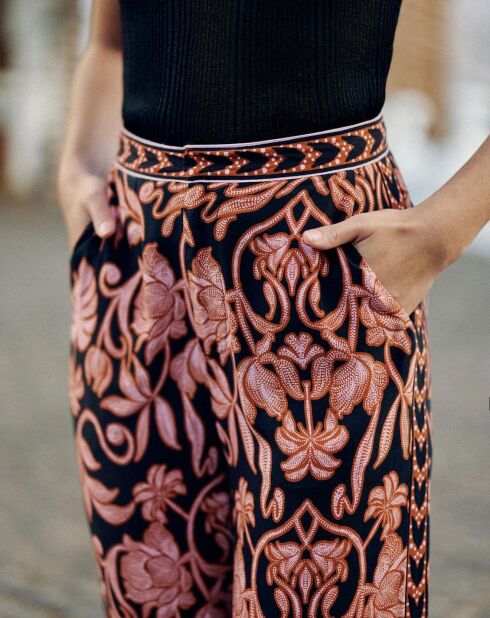 Pantalon fluide coupe droite Pavia à imprimé exotique