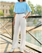 Patricia ecrufarbene, weite Hose mit hoher Taille