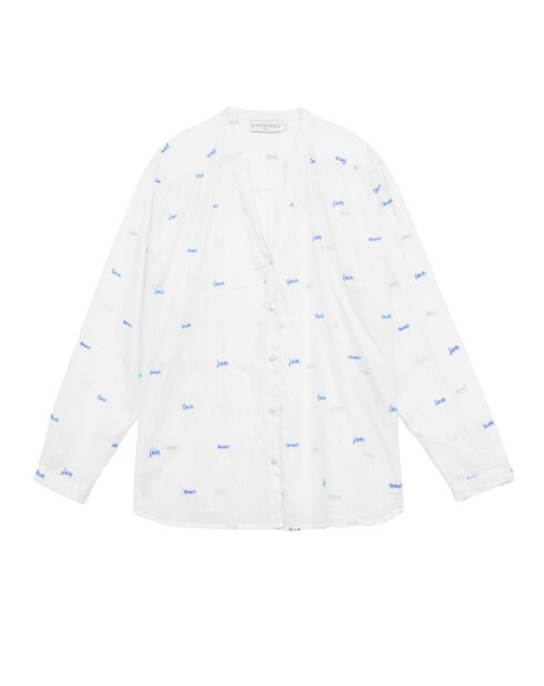 Blusa ampia Bolia ecru/blu