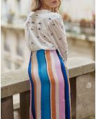 Blusa ampia Bolia ecru/blu