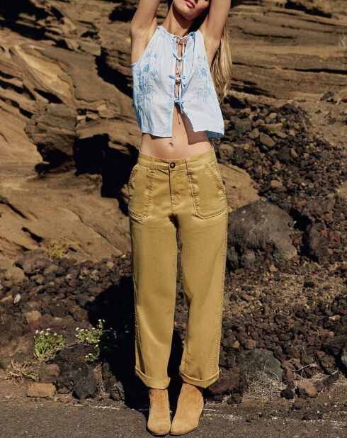 Marisol kamelfarbene Hose im Karottenschnitt