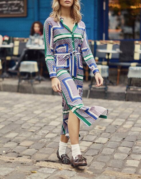 Robe-chemise Rami midi imprimé foulard carré multicolore