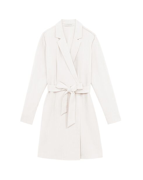 Roma korte wikkeljurk, ivoorkleurige kostuumstijl