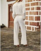 Pantalon large droit Priska ivoire