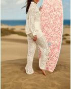 Pantaloni dritti Panama ecru