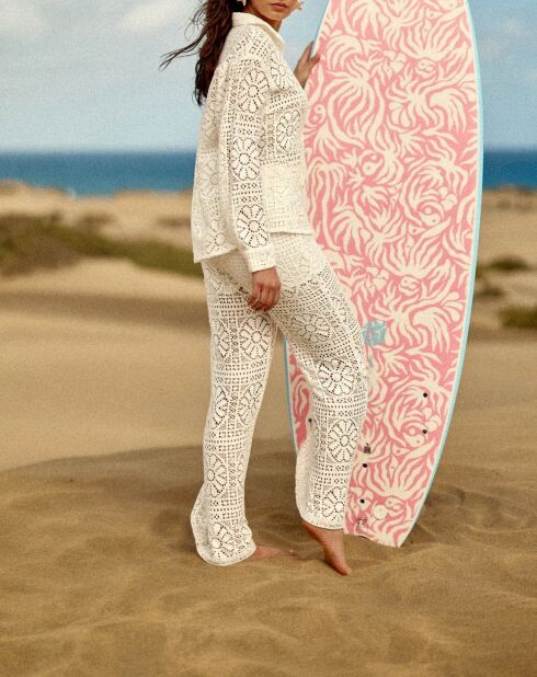 Pantaloni dritti Panama ecru