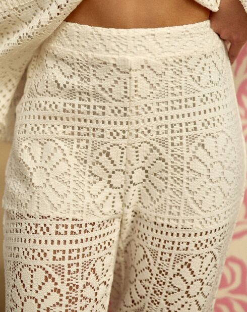 Pantaloni dritti Panama ecru