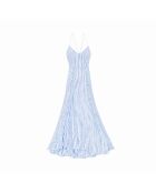 Raima ecru/blauwe midi-jurk met schouders