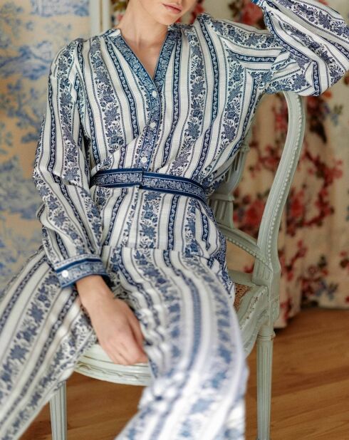 Beata Blouse met V-hals en ikatprint