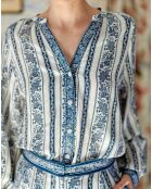 Beata Blouse met V-hals en ikatprint