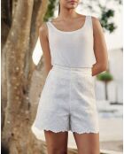 Ecrufarbene, gerade geschnittene Shorts Sonia