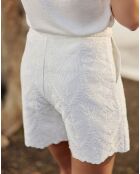 Ecrufarbene, gerade geschnittene Shorts Sonia