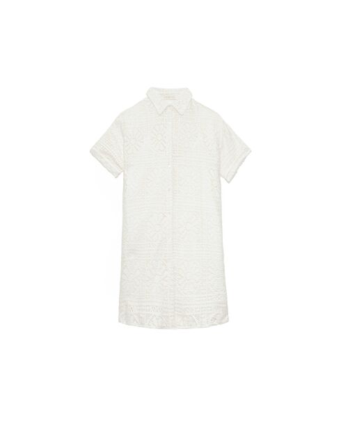 Ecrufarbenes Oversize-Hemdkleid Rilowa