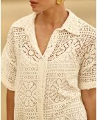 Ecrufarbenes Oversize-Hemdkleid Rilowa